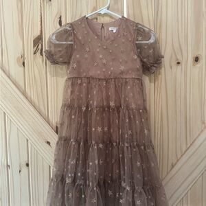 Noralee Starry Kids Dress in Brown